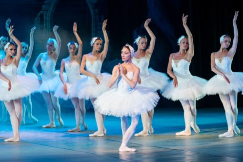 Several ballerinas dancing on stage