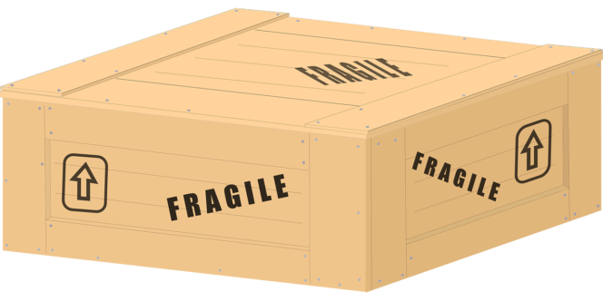 Wooden crate marked 'Fragile'