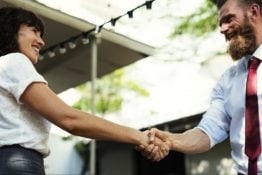 Two people making a deal