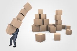 A man carrying boxes