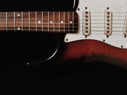 A red guitar