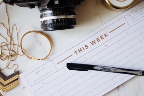 A weekly calendar