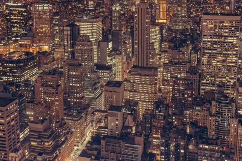 Bird's view of NYC at night