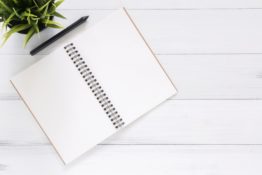 Empty planner for writing a plan for packing music studio equipment