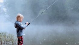 A little girl fishing