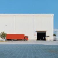 red truck in front of storage unit in Manhattan