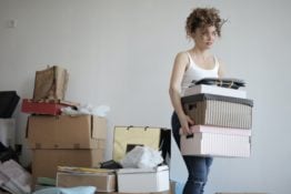 woman decluttering