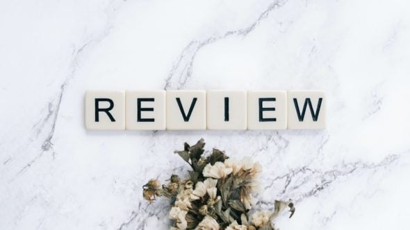 sign that says review
