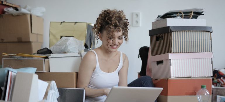 woman on a laptop