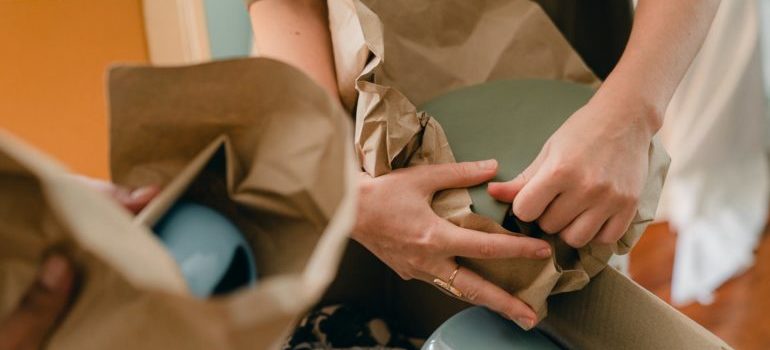 woman packing