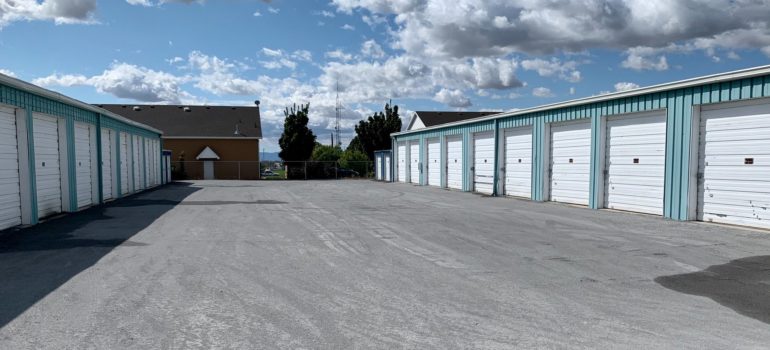 an outside view of several storage units