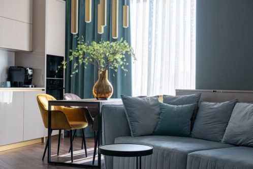 kitchen and living room