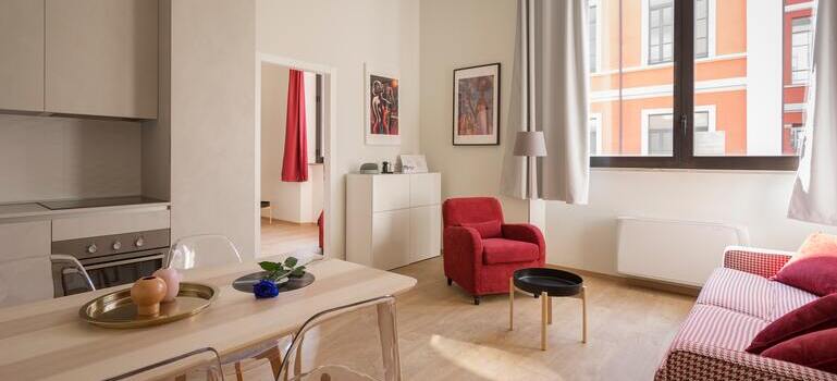 a red sofa