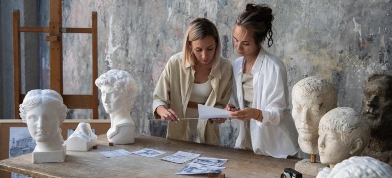 Women looking at papers