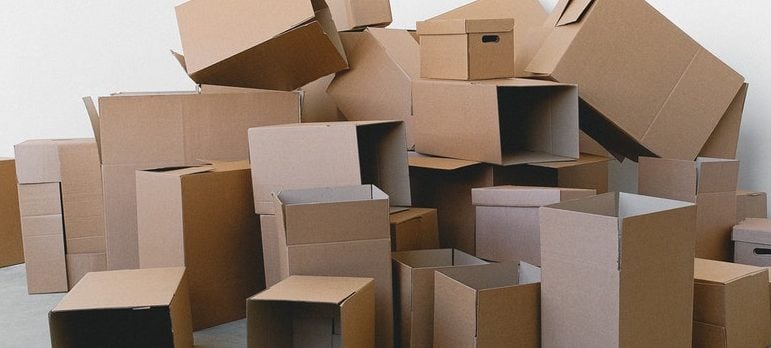 cardboard boxes on the floor