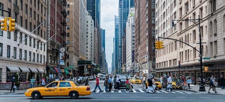 a lot of people passing on the street