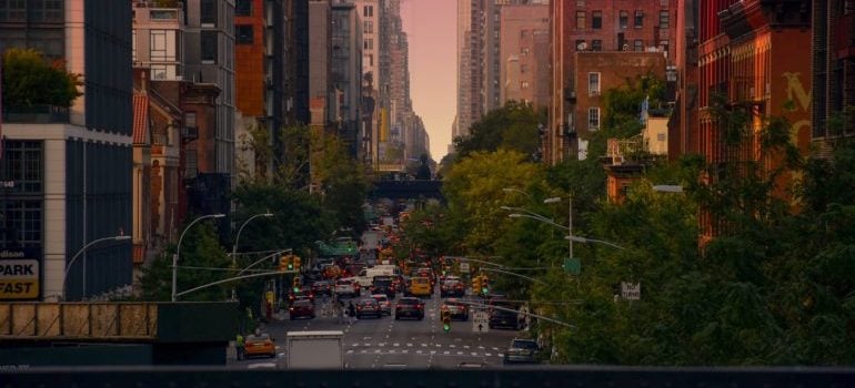 a street view from a balcony in Chelsea