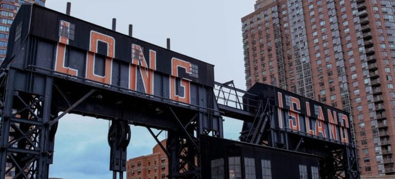 metal crane with "Long Island" written on it 