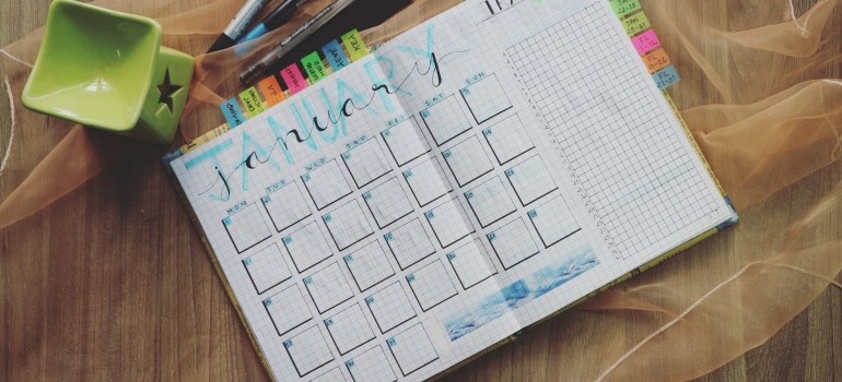 A planner on a table