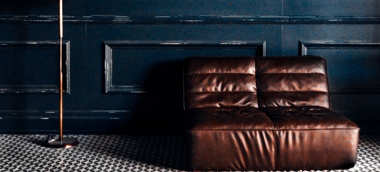 brown leather sofa